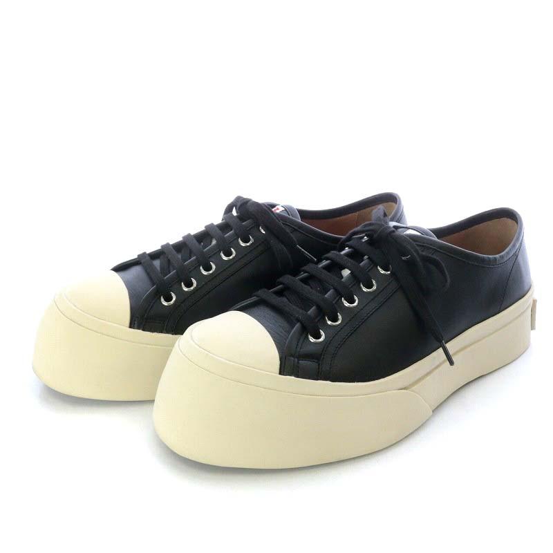 MARNI 21AW ヒール エンボスロゴ 厚底 レザー スリッポン カーキ