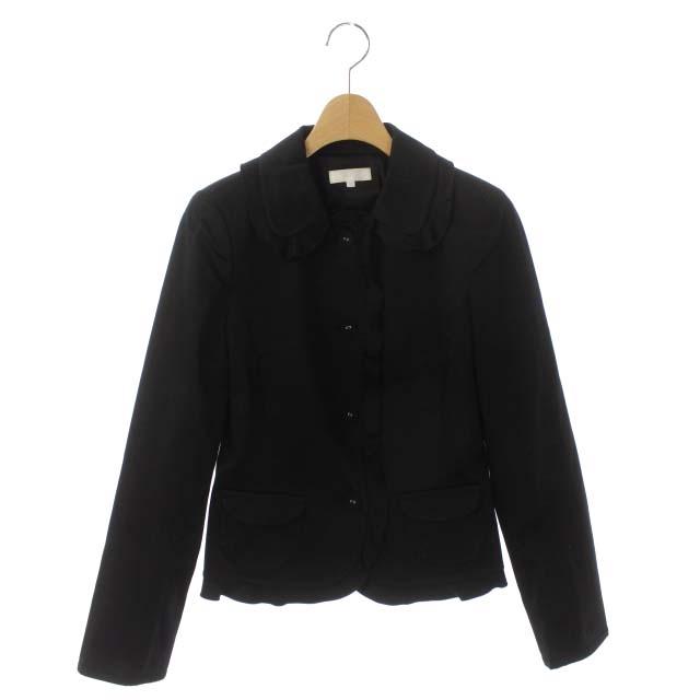 トゥービーシック TO BE CHIC フリル ジャケット シルク混 背抜き ストレッチ 40 黒 ブラック /HS OS レディース :170-402302090219:ブランド古着販売のベクトル 通販 TO BE CHIC フリルジャケット 40