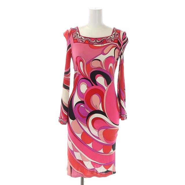 独創的 エミリオプッチ ワンピース ロング プッチ柄 総柄 伸縮 ピンク