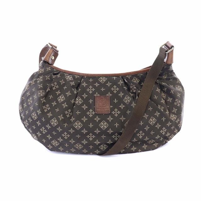 ラシット RUSSET ショルダーバッグ ナイロン×レザー モノグラム 茶 