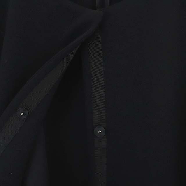クイーンズコート QUEENS COURT フリルポケットジャケット ノーカラー ミドル丈 スナップボタン 黒 ブラック /ES OS  レディース :170-402303090007:ブランド古着販売のベクトル 通販 