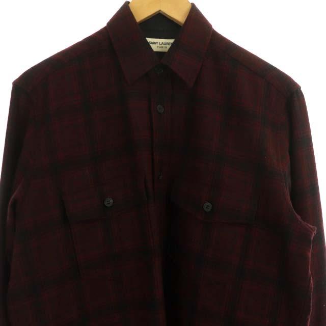 サンローラン パリ SAINT LAURENT PARIS ウール チェック シャツ 長袖 