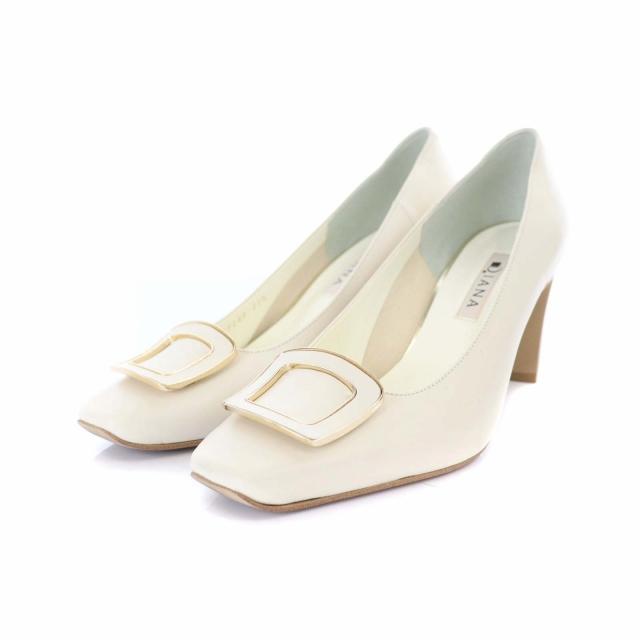 ダイアナ DIANA スクエアトゥパンプス ハイヒール レザー 23.5cm 白