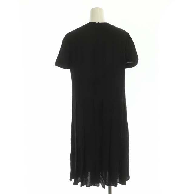 プラダ PRADA フリル プリーツワンピース ロング 半袖 36 黒 ブラック  