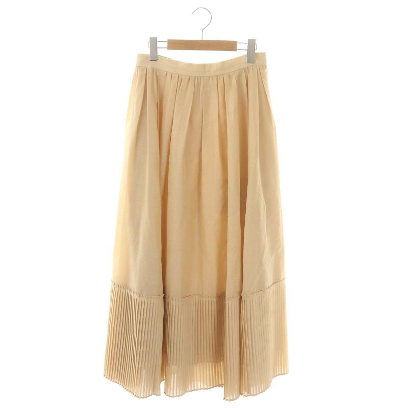 エブール ebure ライトシルクウール切替プリーツスカート ロング  
