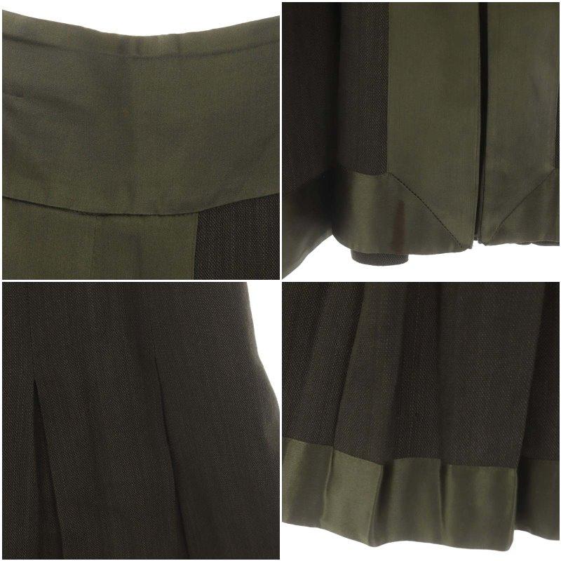 エトロ ETRO プリーツスカート ひざ丈 フレア リネン混 シルク混 44  