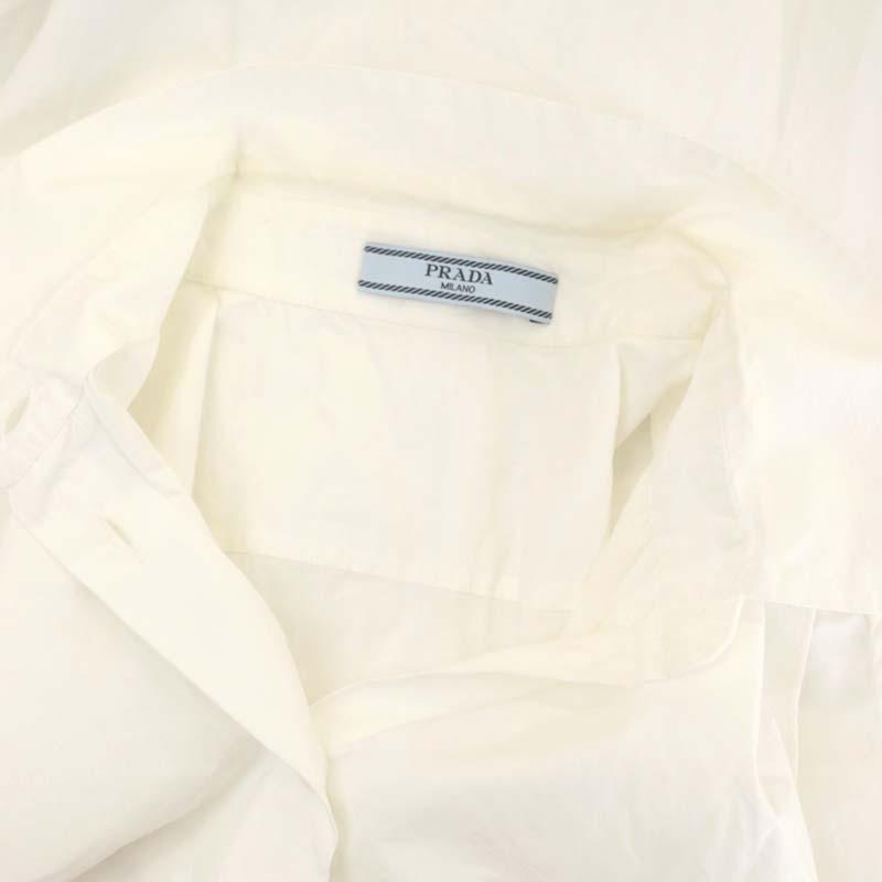 プラダ PRADA 裾レーススカラップ ノースリーブシャツ ブラウス 前開き  