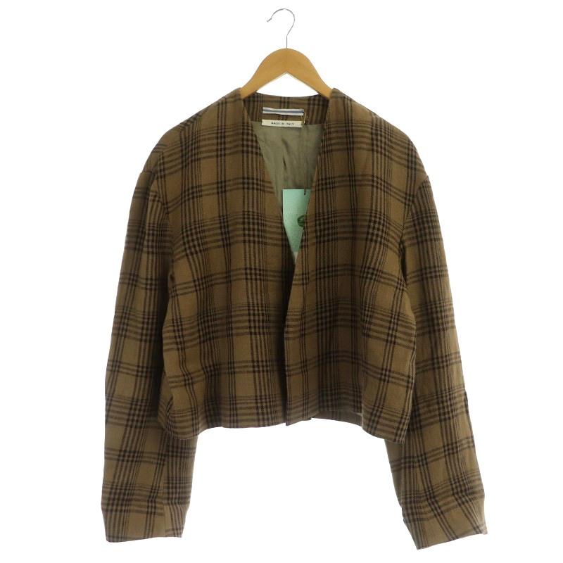 未使用品 クリスタセヤ 23SS LINEN COLLARLESS CROPPED JACKET ノー 