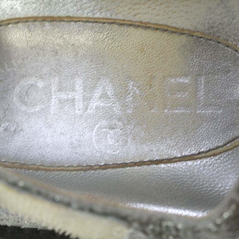 シャネル CHANEL G31857 サンダル クラック加工 ベルクロ レザー ストラップ ココマーク 35 22cm シルバー色 /YO15 レディース｜vectorpremium｜05