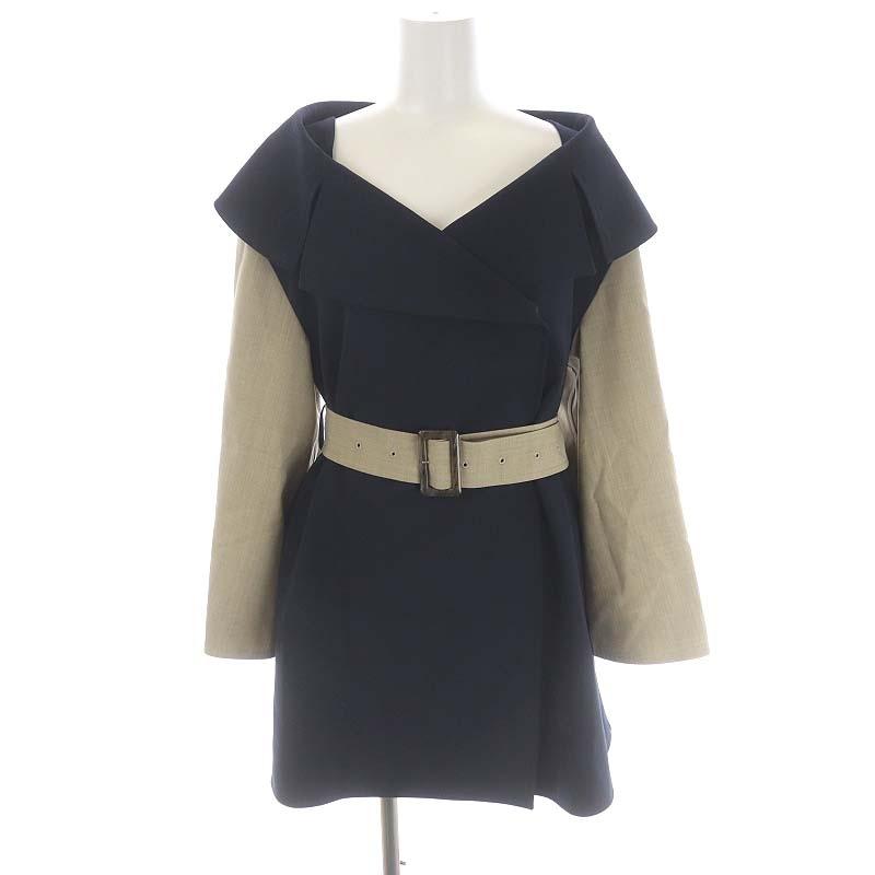 アディアム ADEAM Bricolage Jacket ジャケット 切替 S 紺 ベージュ 