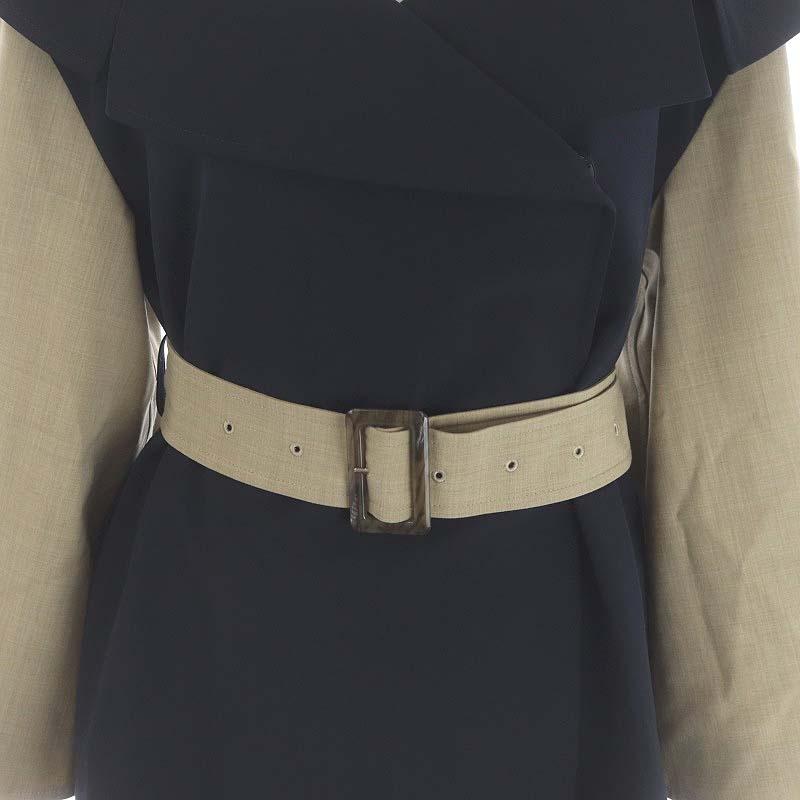 アディアム ADEAM Bricolage Jacket ジャケット 切替 S 紺 ベージュ 
