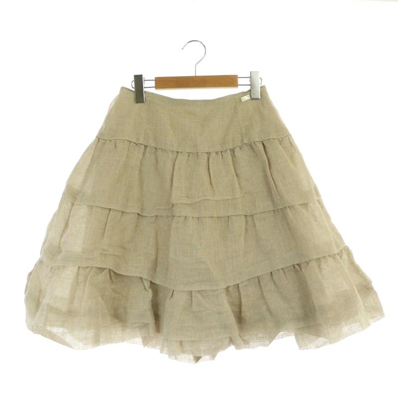 フォクシー FOXEY 34125 Linen Whip スカート 膝丈 フレア フリル  