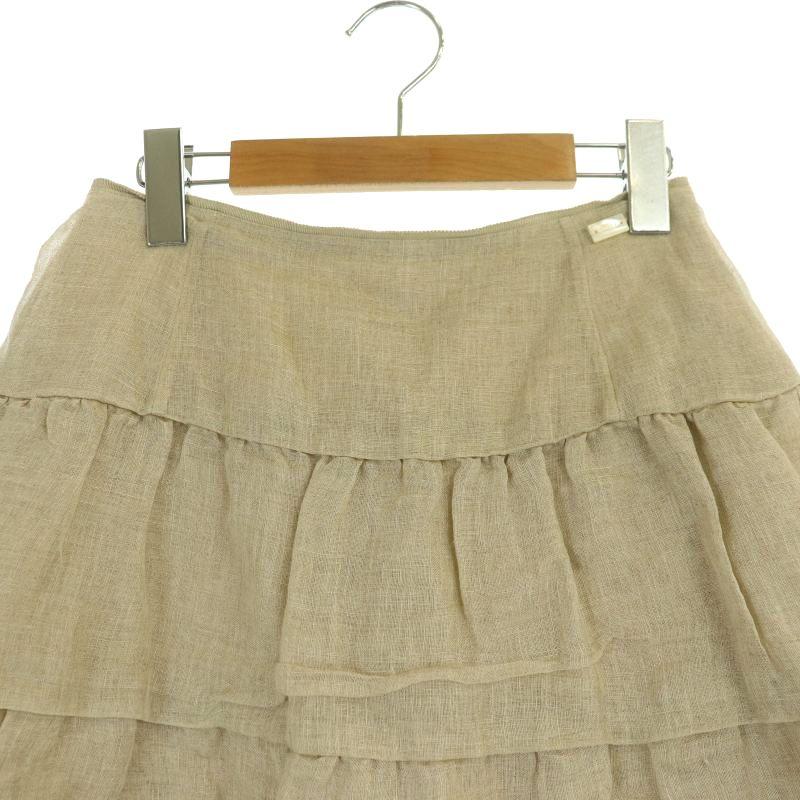 フォクシー FOXEY 34125 Linen Whip スカート 膝丈 フレア フリル  