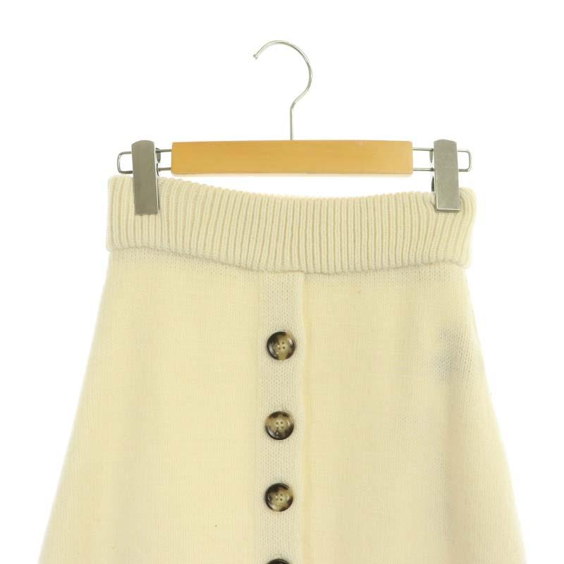 ミコモリ mikomori ロングスカート Aライン ニット フリンジ ウール F 