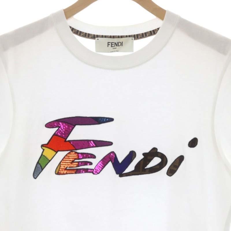 FENDI フェンディ 22SS ロゴ Tシャツ カットソー スパンコール装飾  