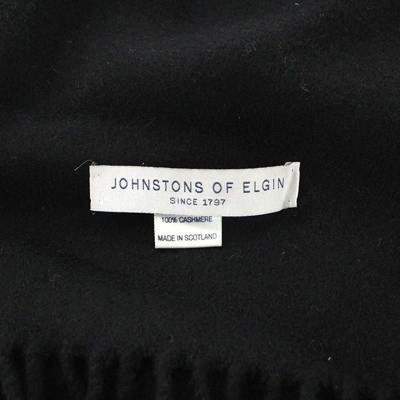 イニシャル ジョンストンズオブエルガン Johnstons of Elgin ストール マフラー カシミヤ フリンジ 黒 ブラック /AK5 レディース