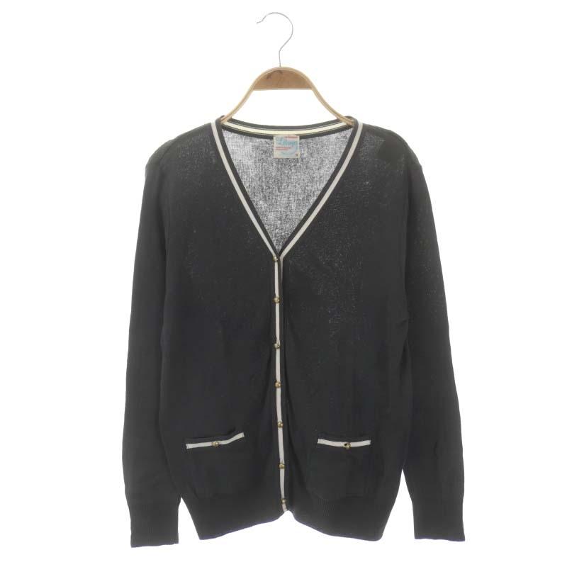 ルトロワ Letroyes ニットカーディガン 長袖 S グレー 白 ホワイト /HK  