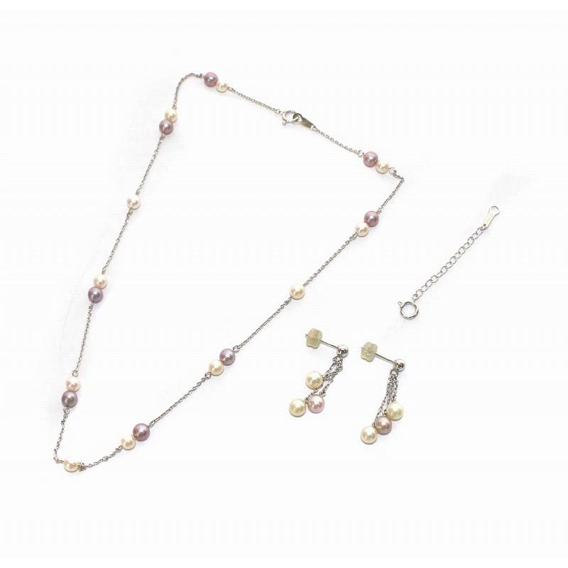 タサキ 田崎 TASAKI ベビーパール ネックレス ピアス 2点セット K18WG  