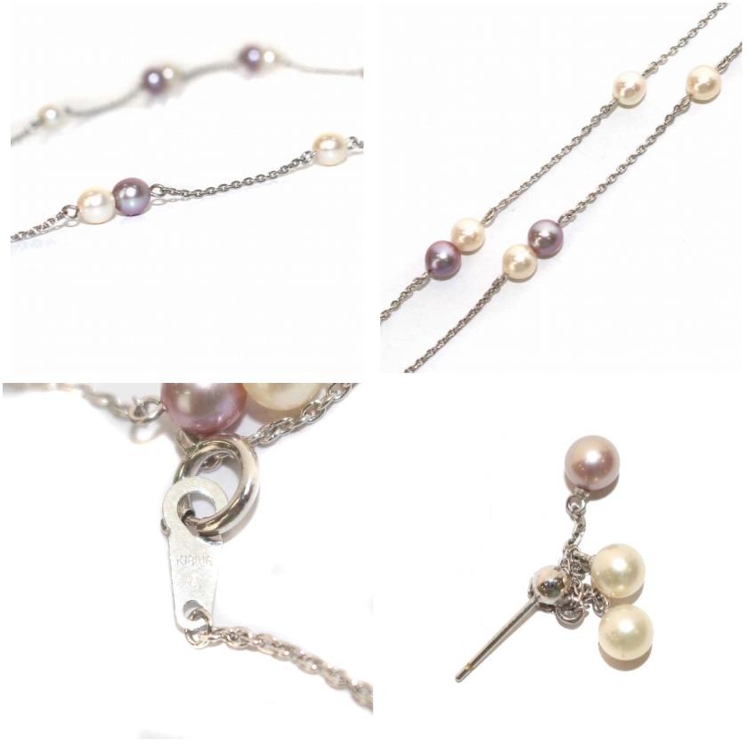 タサキ 田崎 TASAKI ベビーパール ネックレス ピアス 2点セット K18WG 