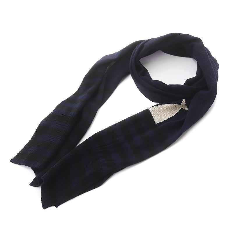 未使用品】MUFFLER, WOOL-KNIT NAVY