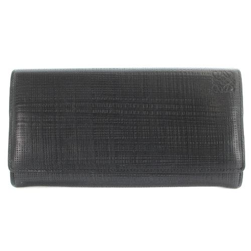ロエベ LOEWE 二つ折り長財布 レザー ロゴ 黒 ブラック 261605 /SR23 