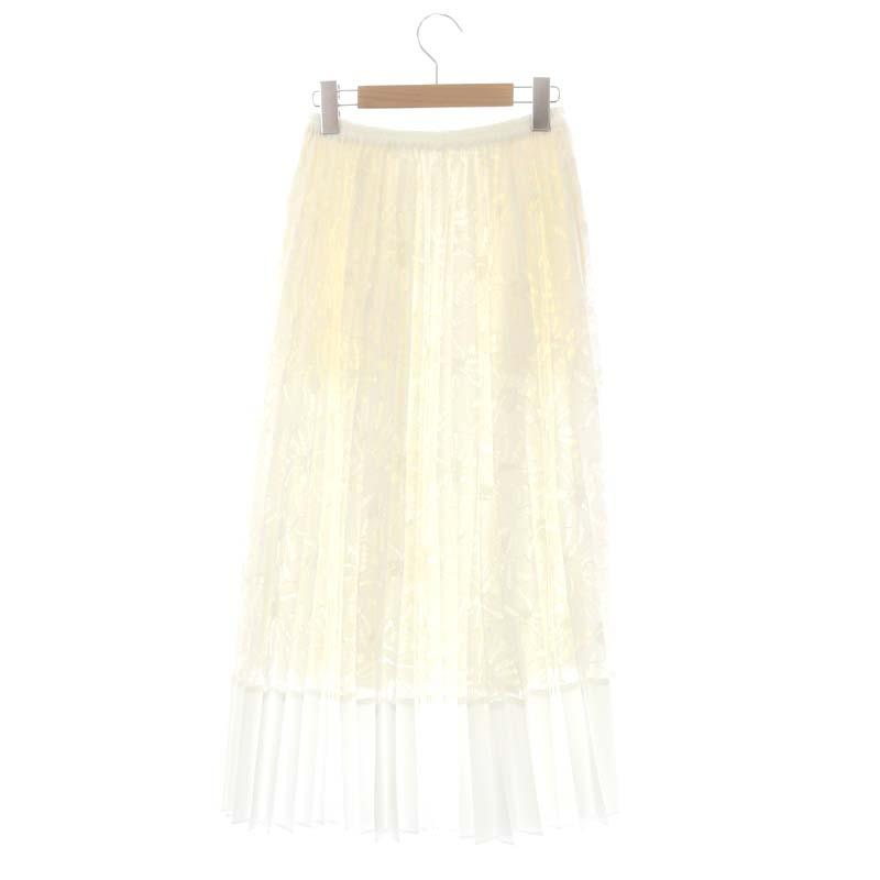 OBLI デニムチュールスカート　白ホワイト　サイズ1 オブリ 中古・古着通販】OBLI (オブリ) デニムチュールスカート