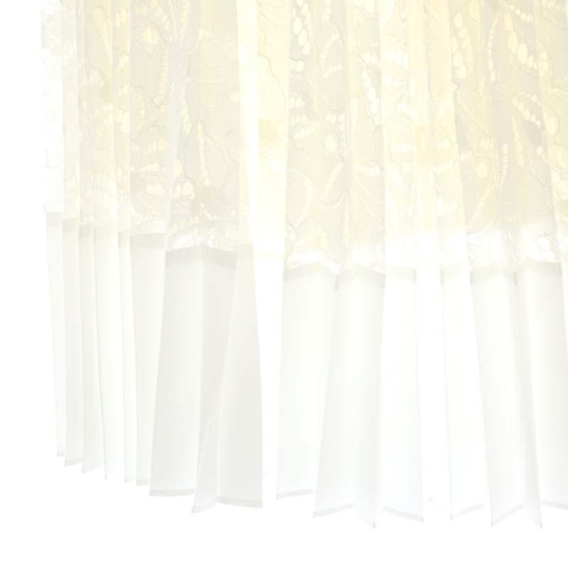 オブリ OBLI レースプリーツロングスカート フレア 異素材切替 S 白  