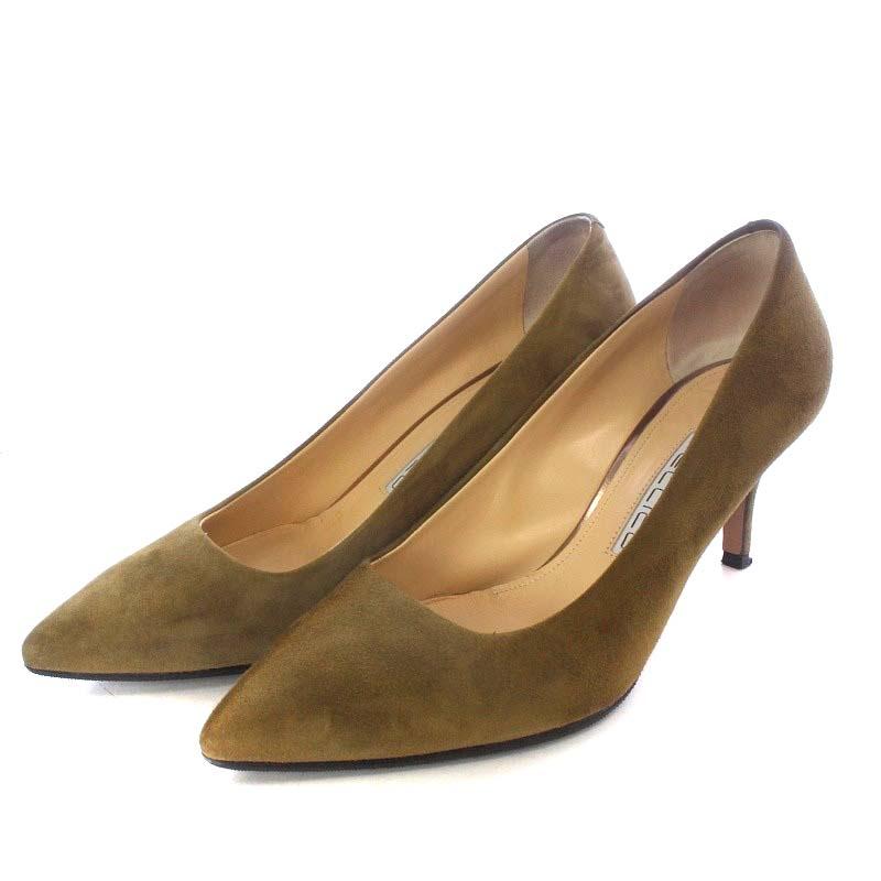 PELLICO カーキ スエード ポインテッドトゥパンプス PELLICO スエードポインテッドトゥパンプス カーキベージュ