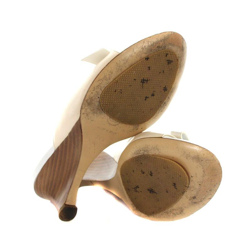 シャネル パンプス ミュール サンダル リボン CHANEL シャネル ミュール サンダル リボン レザー 34.5 21.5cm