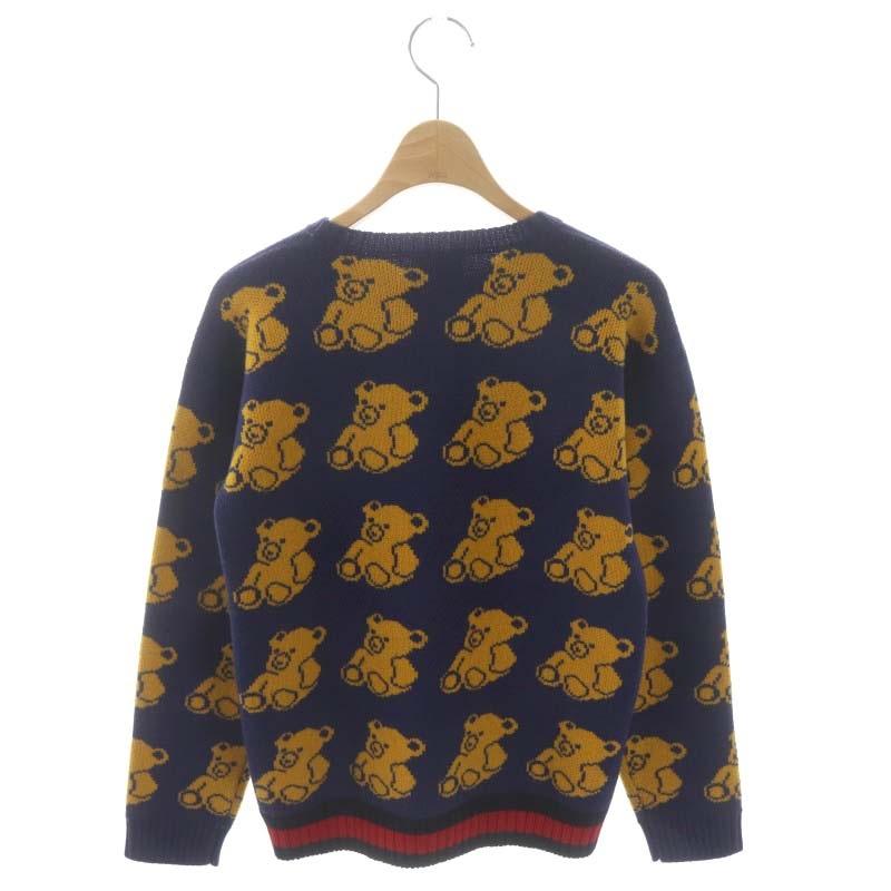 グッチ GUCCI ニット ベア クマ セーター 長袖 10 紺 黄 ネイビー  