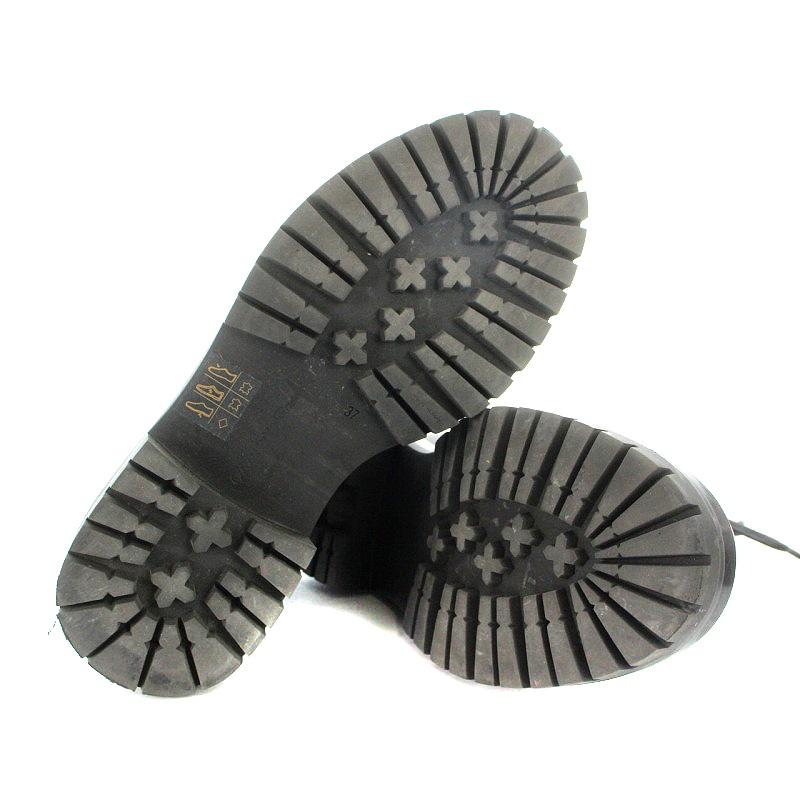 Gianvito Rossi 37サイズ Martis ブラック 黒 24cm Gianvito Rossi Womens Martis Ribbed Leather Lace Up Combat Boots