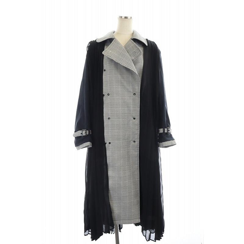 レキサミ REKISAMI グレンチェック リバーシブル ロングコート ダブル 
