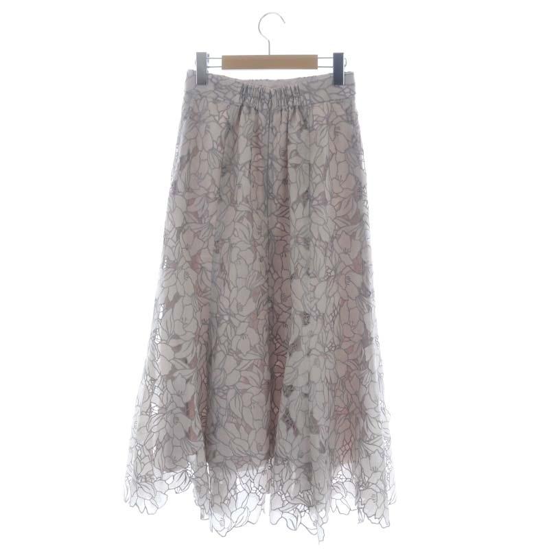 ジャスグリッティー JUSGLITTY 22SS シアー刺繍フレアスカート ロング 