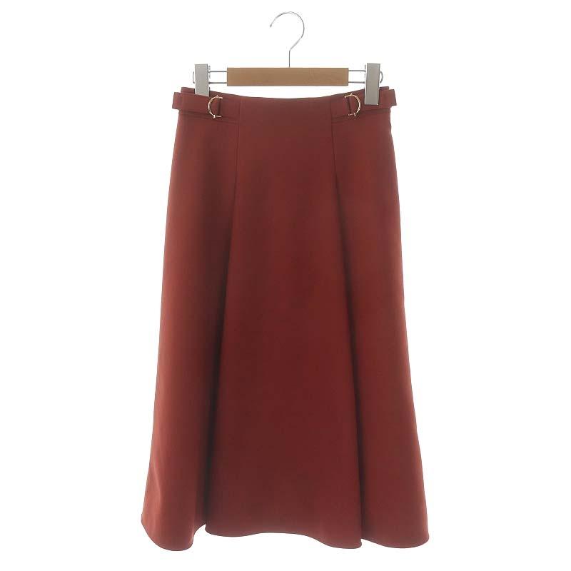 アナイ ANAYI 23AW ブライトツイルタブ付き スカート ひざ丈 34 茶 
