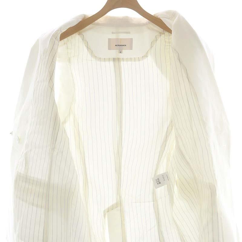アキラナカ 美品日本製コットン ダブル ストライプ テーラードジャケット オフ白 アキラナカ AKIRA NAKA Floren cotton JK スリーブレス