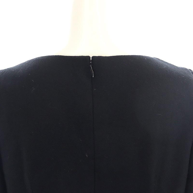 【美品】エムズグレイシー パフスリーブ　ウエストリボン ワンピース　黒　上品 新品】MS GRACY エムズグレイシー ワンピース ブラック 黒