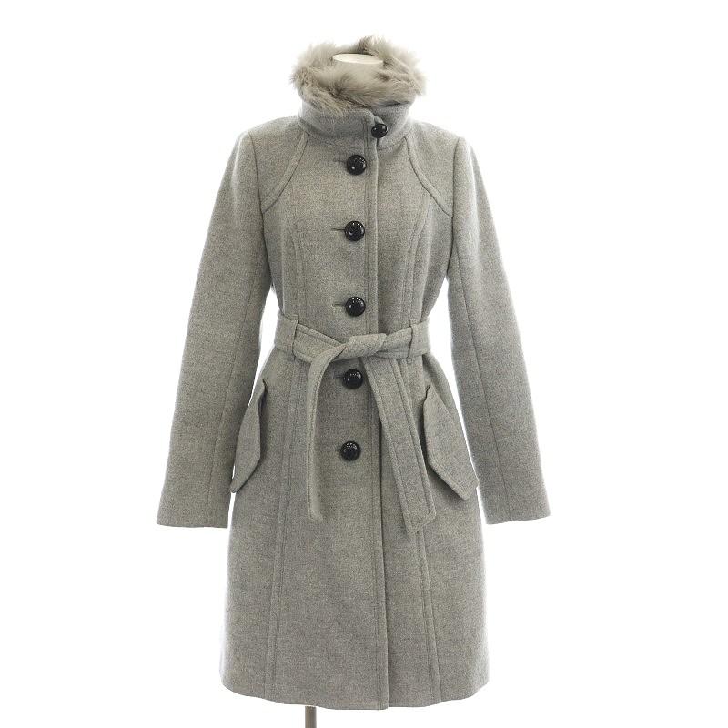 雑誌掲載 バーバリーブルーレーベル ファー付きロングコート 38 グレー