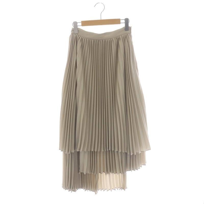 クラネ CLANE スリーレイヤープリーツスカート ひざ丈 1 ベージュ /MF  