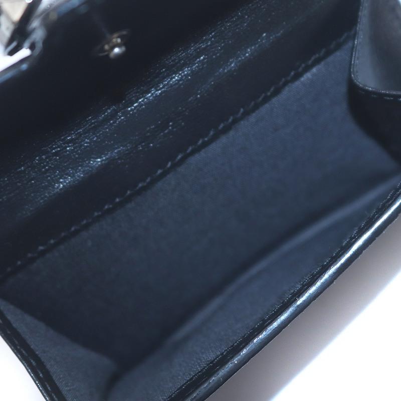 特売 ジミーチュウ JIMMY CHOO HANNNE 二つ折り財布 クロコ 型押し レザー クリスタル バックル ロゴ 黒 ブラック