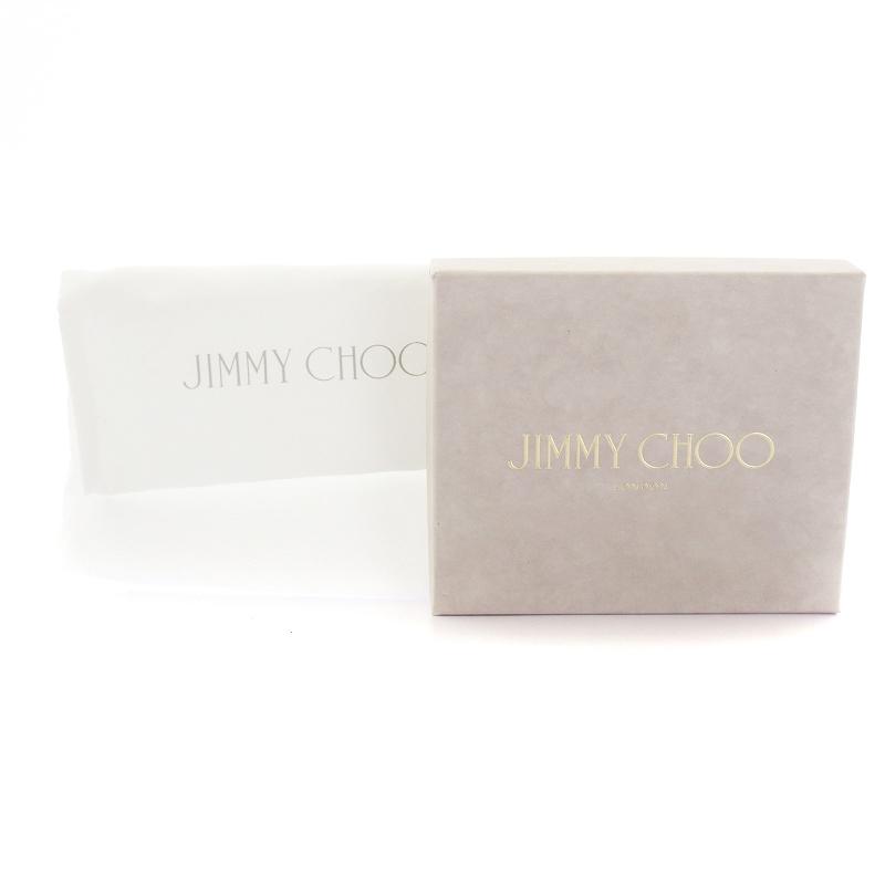 特売 ジミーチュウ JIMMY CHOO HANNNE 二つ折り財布 クロコ 型押し レザー クリスタル バックル ロゴ 黒 ブラック