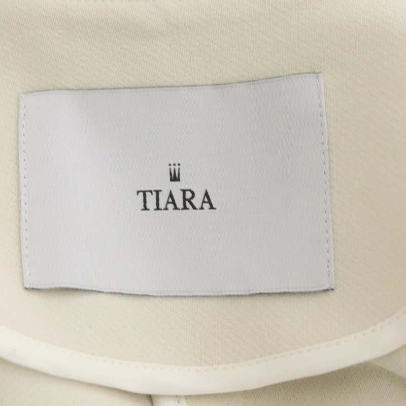 ティアラ Tiara ノーカラースプリングコート ロング 薄手 3 オフ ティアラ Tiara ノーカラースプリングコート ロング 薄手 3 オフ