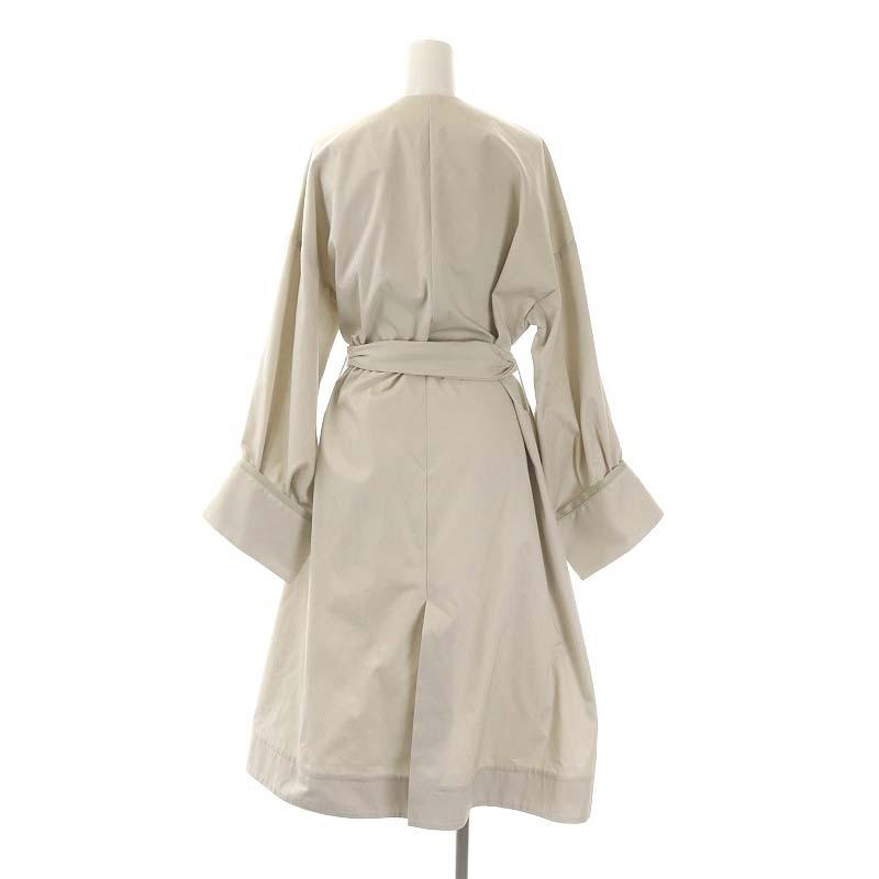 未使用品 エリン ELIN Gabardine satin cuff wrap coat ノーカラー 