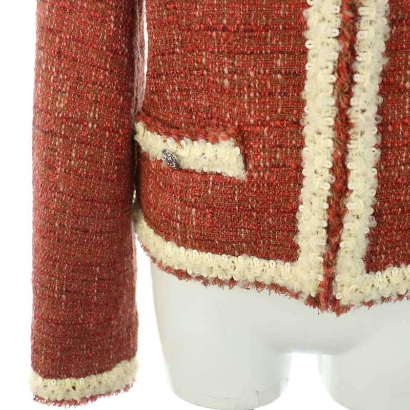 アベニールエトワール　Aveniretoileツイードノーカラージャケット アベニールエトワールノーカラーツイードジャケットセットアップMサイズ