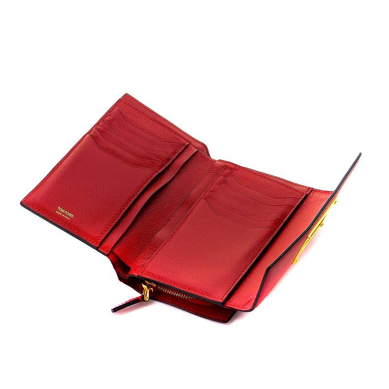トムフォード TOM FORD Natalia 財布 三つ折り ターンロック レザー 赤  
