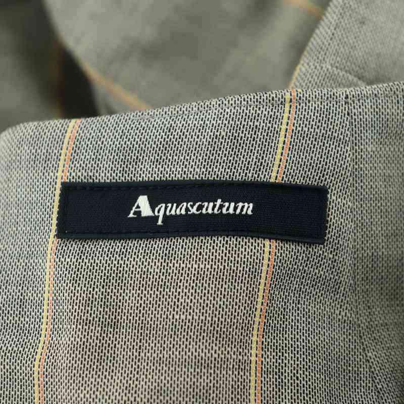 アクアスキュータム AQUASCUTUM ストライプ ノースリーブワンピース ミモレ ロング ベルト付き コットンリネン 10 グレー｜vectorpremium｜03