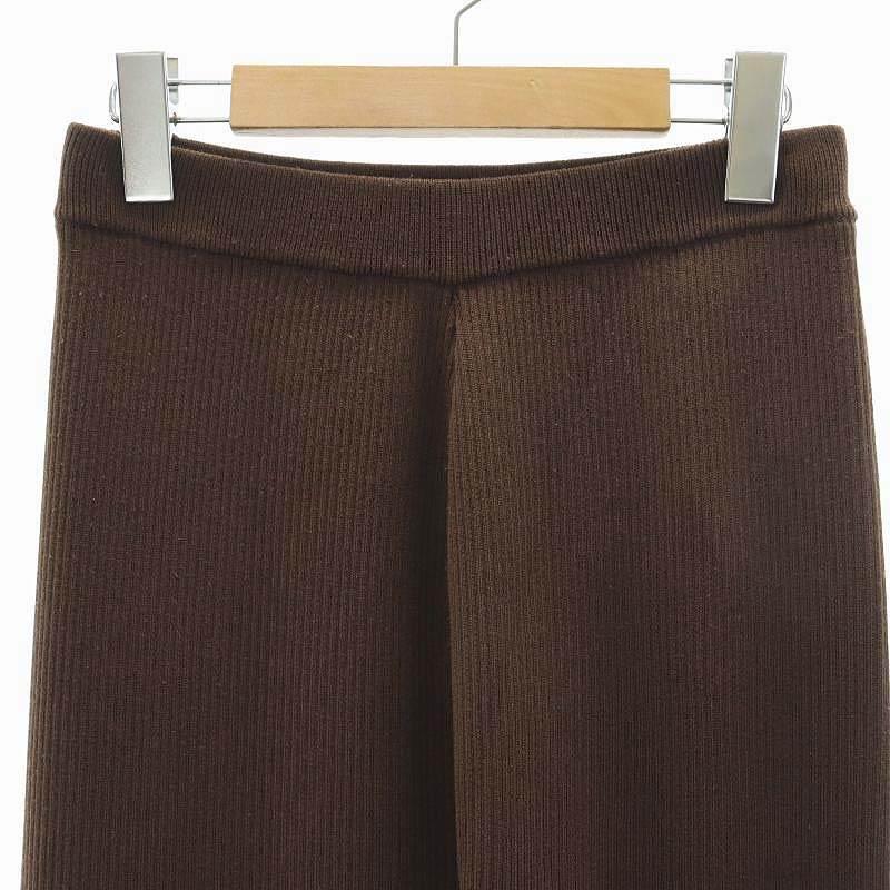 リムアークリブフレアロングニットワンピースブラウン