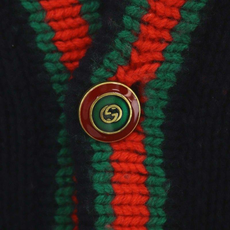 GUCCI カーディガン 黒 緑 赤