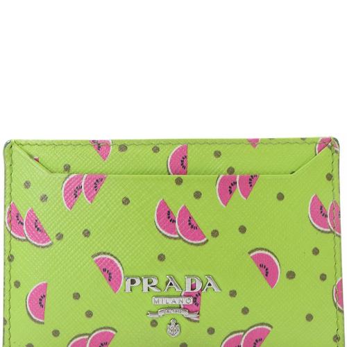 プラダ PRADA Watermelon スイカ カードケース 名刺入れ ロゴ 黄緑 グリーン /SR38 ■OH レディース｜vectorpremium｜06