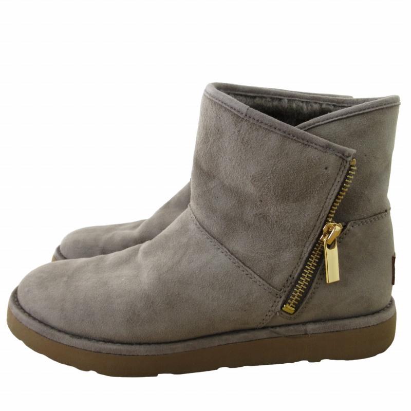 アグ UGG キップ ショートブーツ ムートンブーツ サイドファスナー 裏ボア 1019631 ベージュ系 グレー系 US 7 24cm 0409 レディース｜vectorpremium｜02