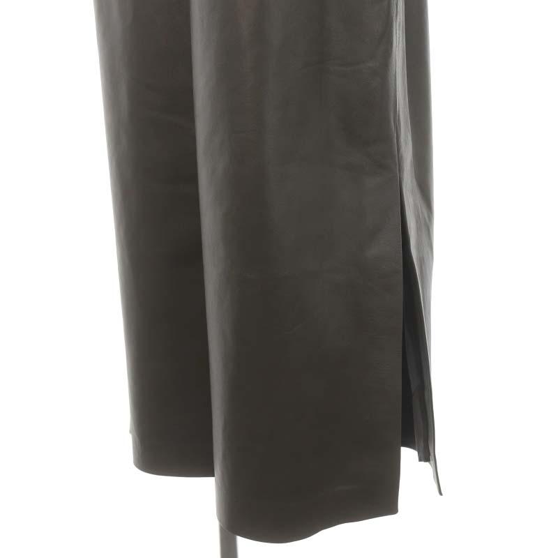 エブール ebure 21AW レザー ノースリーブワンピース ロング 38 カーキ 